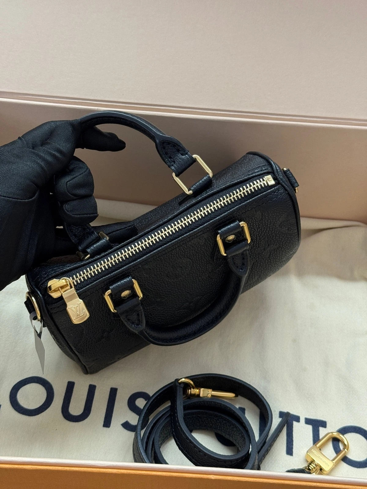 Louis Vuitton Black Speedy Nano Top Handle Bag For Women