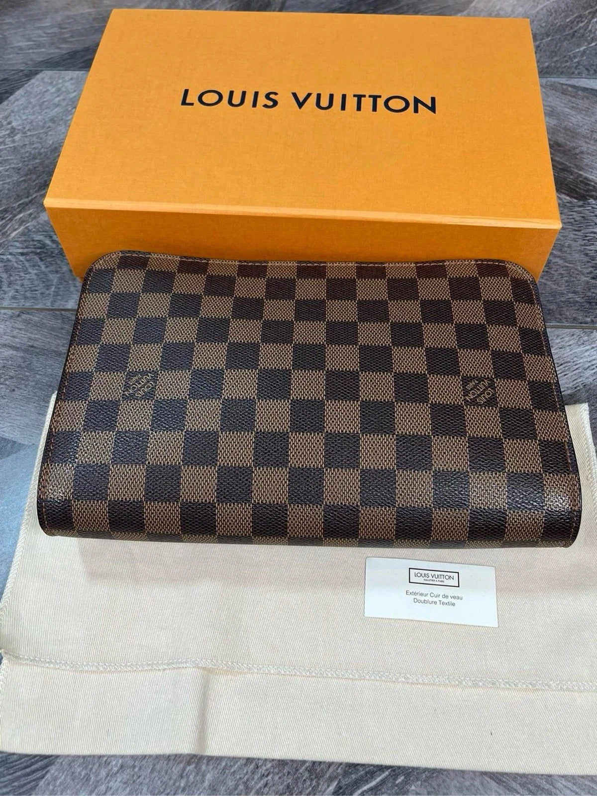 Louis Vuitton Brown Canvas Damier Clutch Handbag For Women