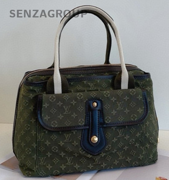 Louis Vuitton Monogram Vintage Top Handle Bag Green Gold Used Women Classic