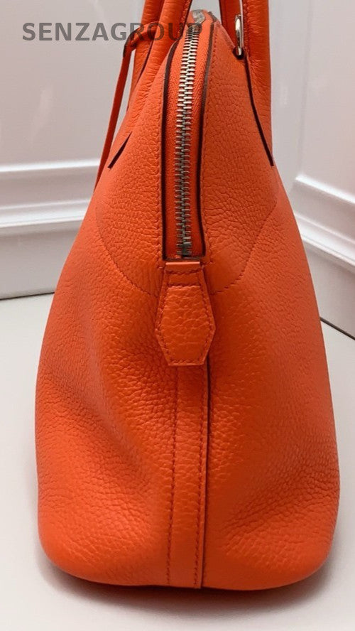 Hermes Bolide 2Way Hand Shoulder Bag Orange Silver Used Women Classic Designer