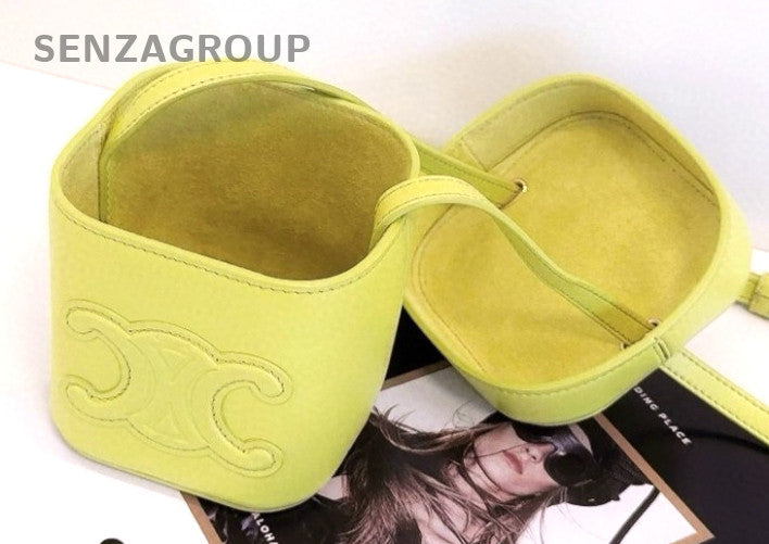 CELINE Triomphe Box Relief sculpture mini Lemon Yellow Crossbody bag Women