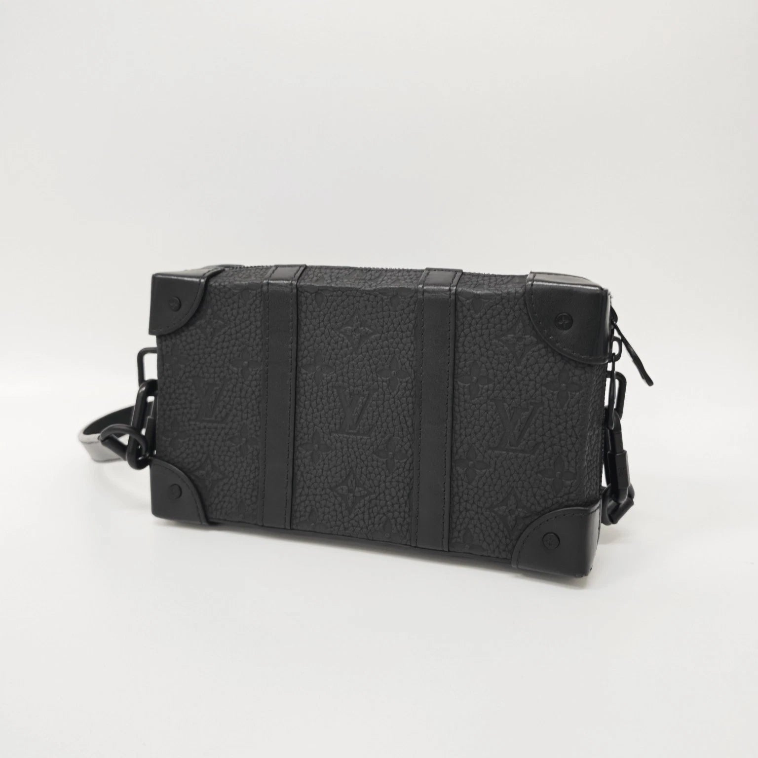 Authentic Louis Vuitton Printed Leather Black Soft Trunk Bag For Women