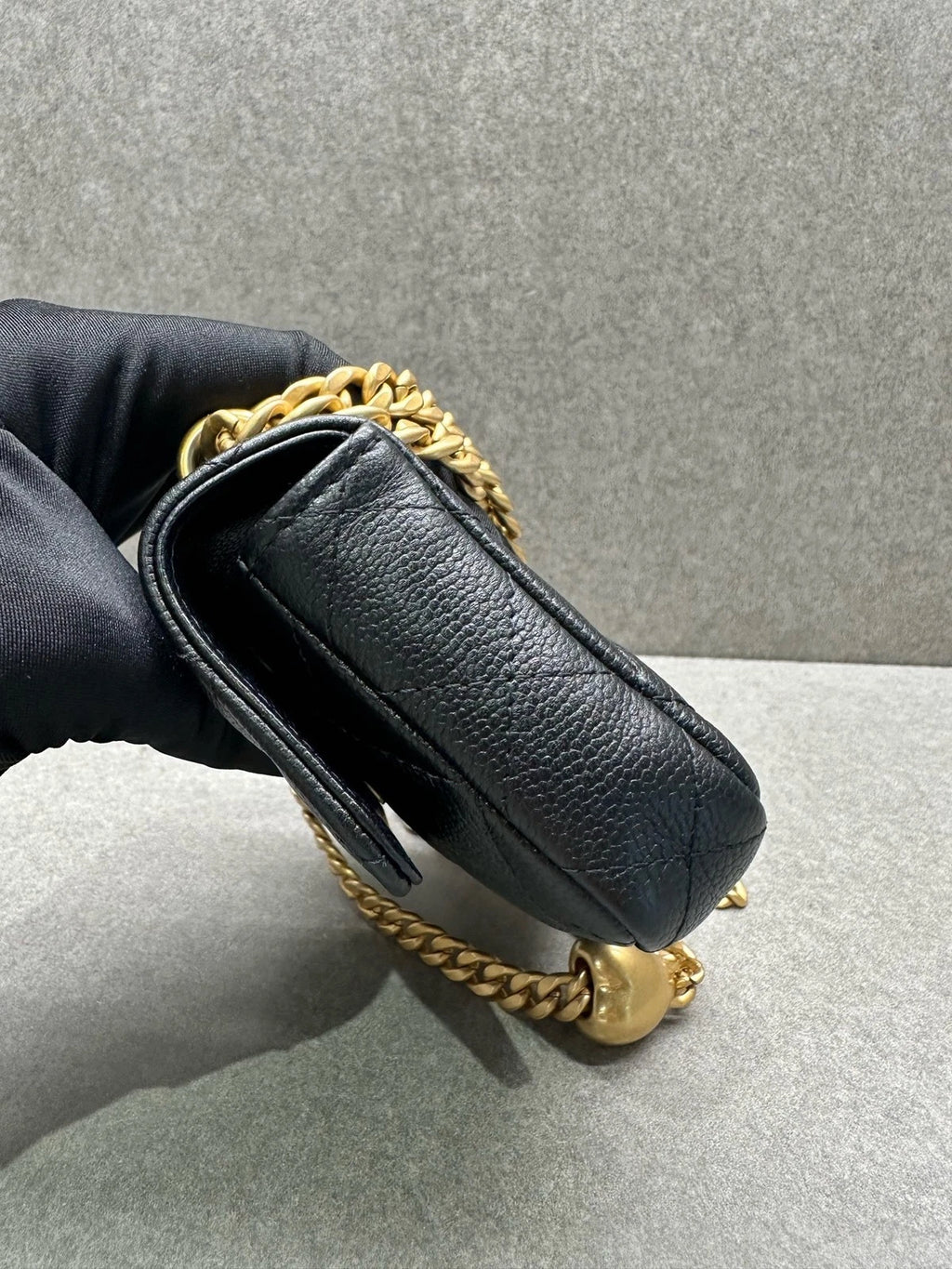 CHANEL Heart Gold Ball Mini Black Leather Crossbody Bag For Women