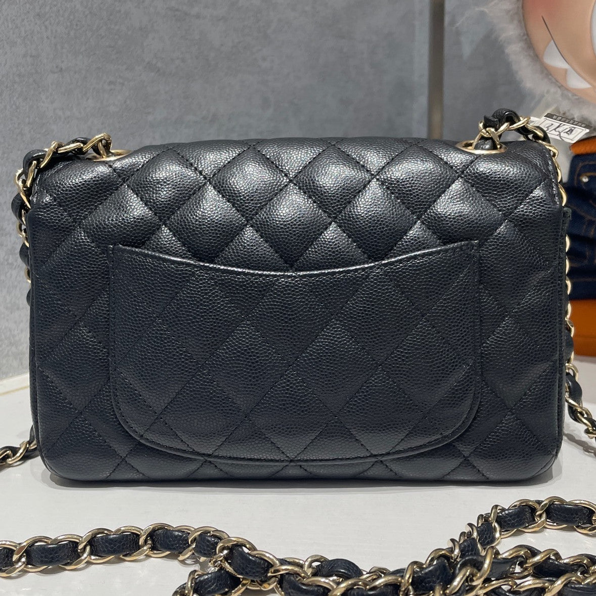 Chanel Classic Flap Mini Black Gold Calfskin Chain Shoulder Bag