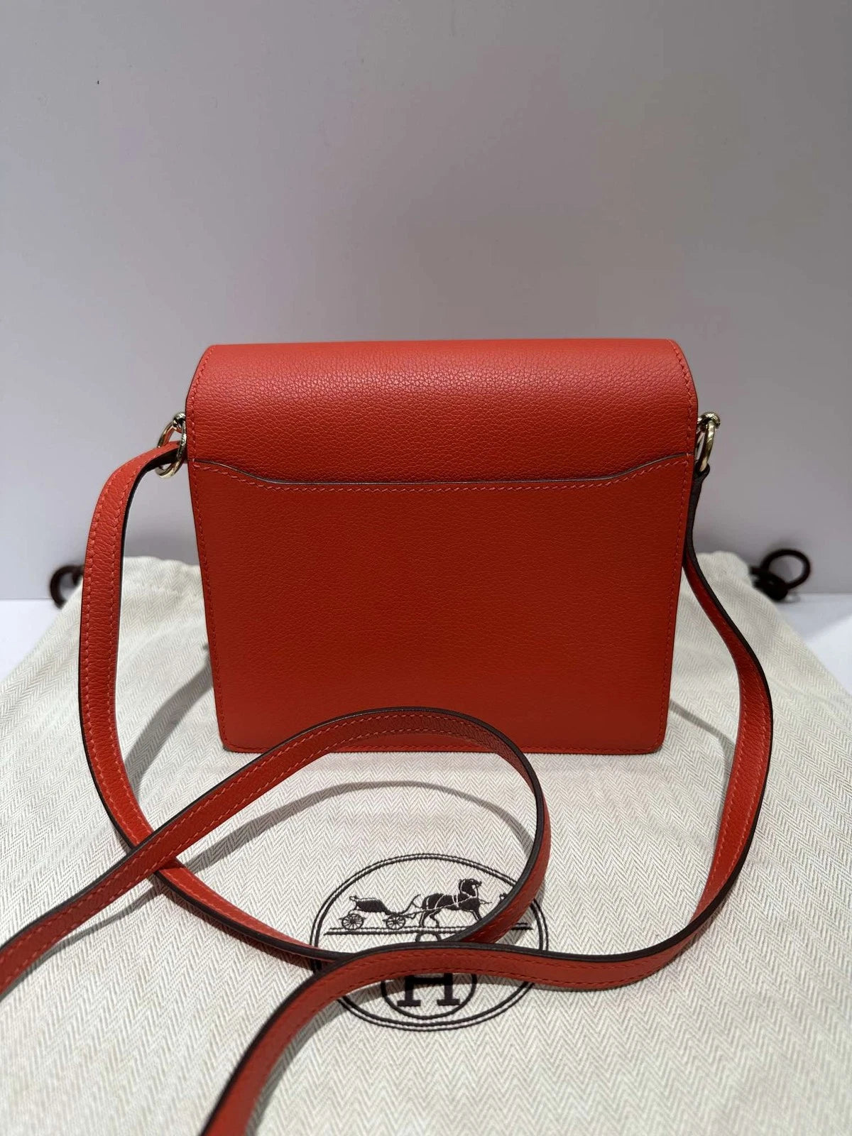 Hermes Mini Roulis19 Orange Crossbody Bag For Women