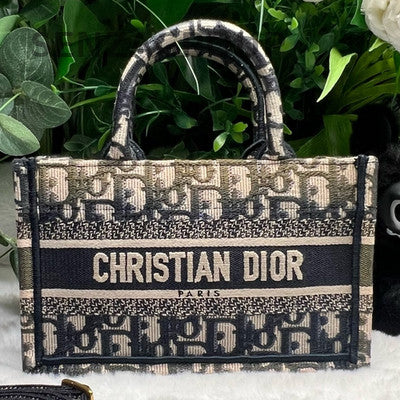 Dior Book Tote Blue Oblique Gold Hardware Handbag Shoulder Bag