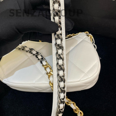 Chanel 19 Bag White Gold Chain Shoulder Crossbody Quilted Women's Fashion