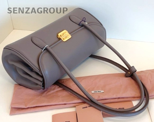 Miumiu Hobo Elephant Gray Top Handle Shoulder Handbag Women Brand NEW