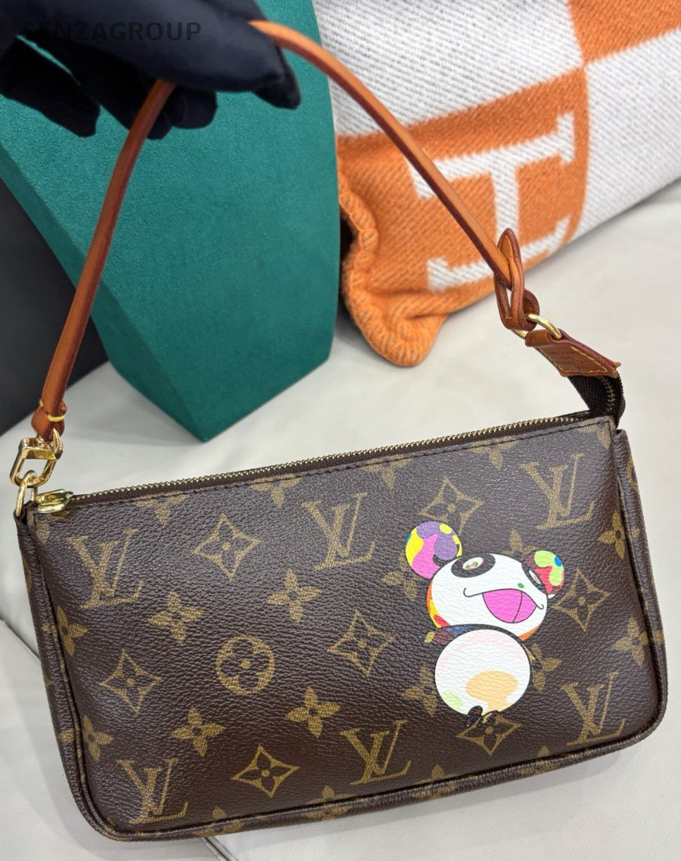 Louis Vuitton Monogram Panda Pattern Shoulder Bag Brown Gold Women Designer