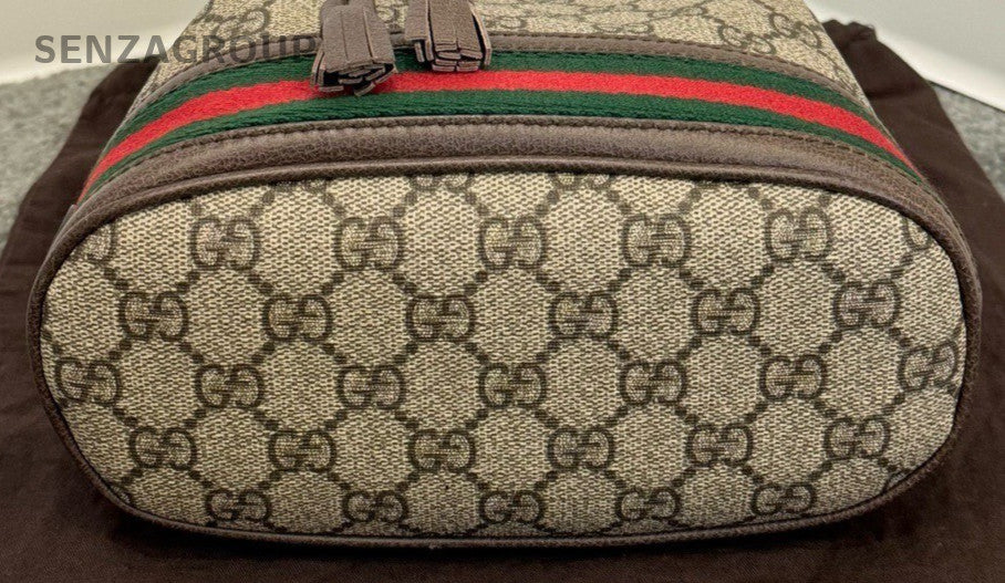 Gucci Ophidia GG Supreme Bucket Shoulder Bag Crossbody Beige Gold Women Classic