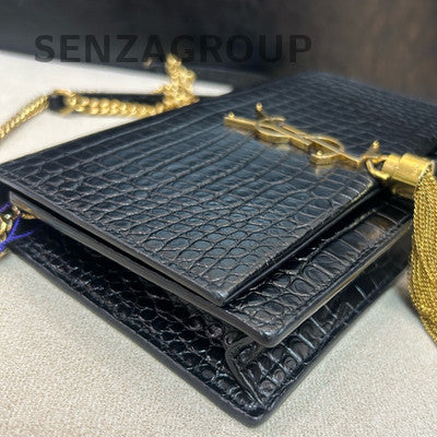 Saint Laurent YSL Kate Small Black Gold Tassel Chain Shoulder Bag