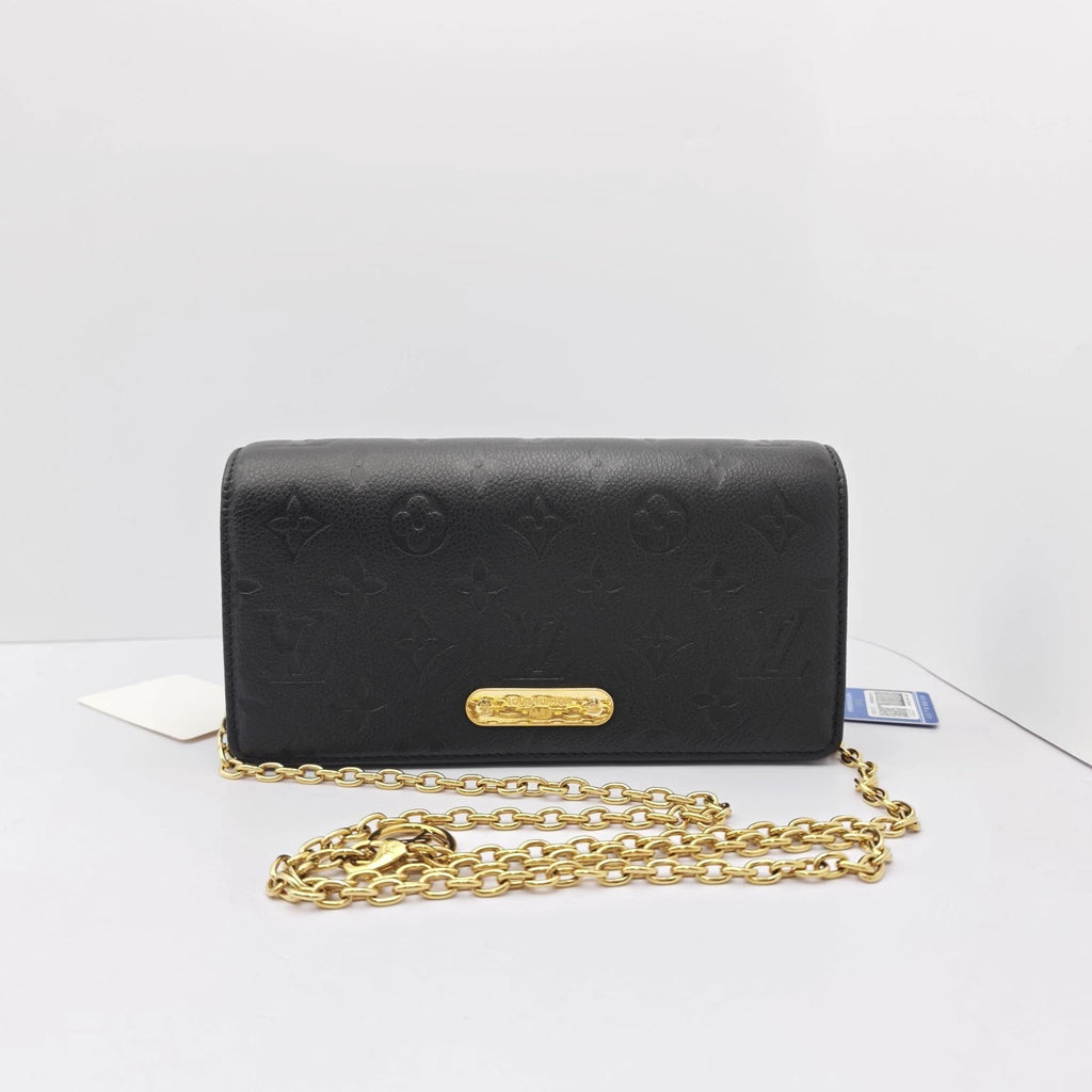 Louis Vuitton Black Printed Calfskin Lily WOC Shoulder Crossbody Bag For Women