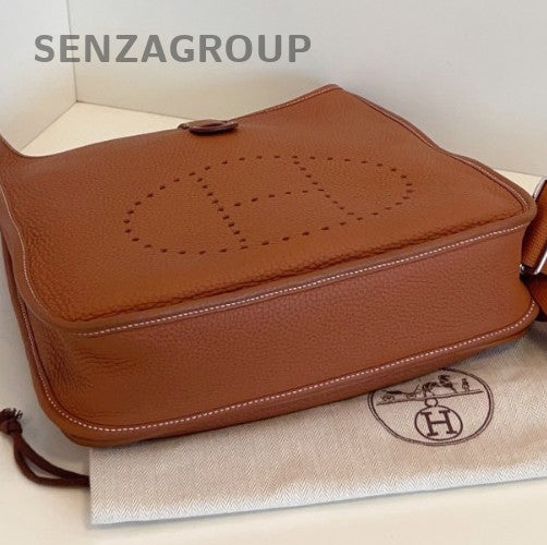 HERMES Evelyne29 Shoulder Bag Crossbody Brown Silver Used Women Classic