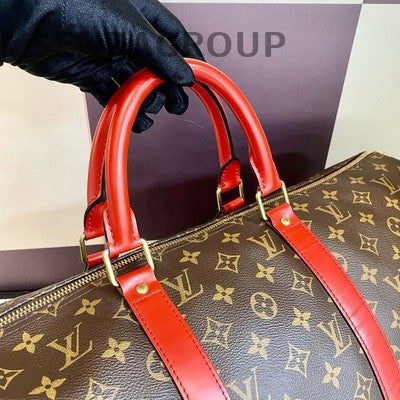 Louis Vuitton Keepall 50 Monogram Red Travel Bag Unisex Hand Carry