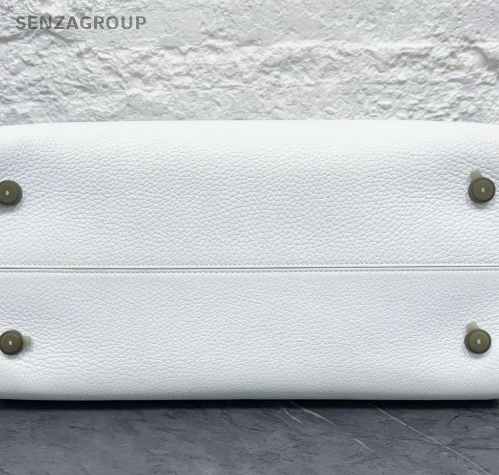 Dior Diorever Calfskin Leather Top Handle Shoulder Bag White Black Women Classic