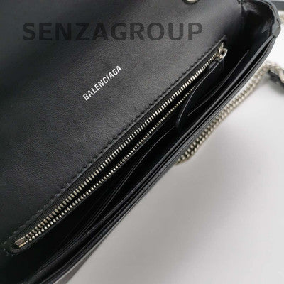 Balenciaga Everyday Leather Black Silver Crossbody Shoulder Bag Women