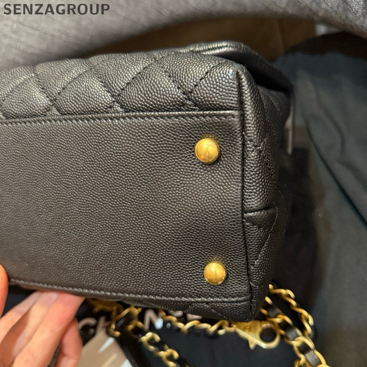 Chanel Coco Handle Medium Black Gold Quilted Classic Handbag