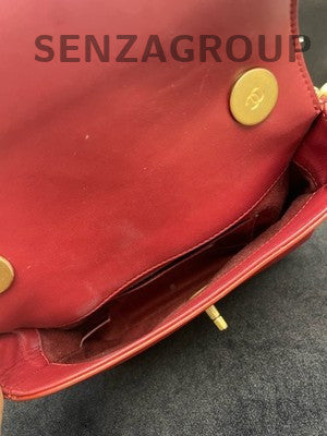 Chanel Red Quilted Classic Flap Bag Gold Hardware Chain Strap