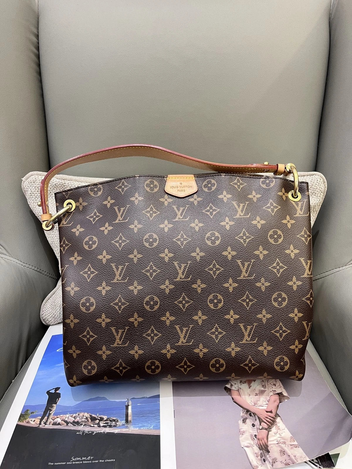 Louis Vuitton Graceful Monogram Brown Gold Shoulder Bag Excellent