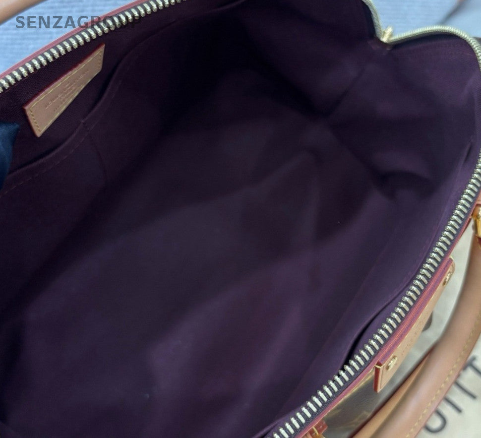 Louis Vuitton Segur Monogram Top Handle Bag Crossbody Brown Gold Women Classic