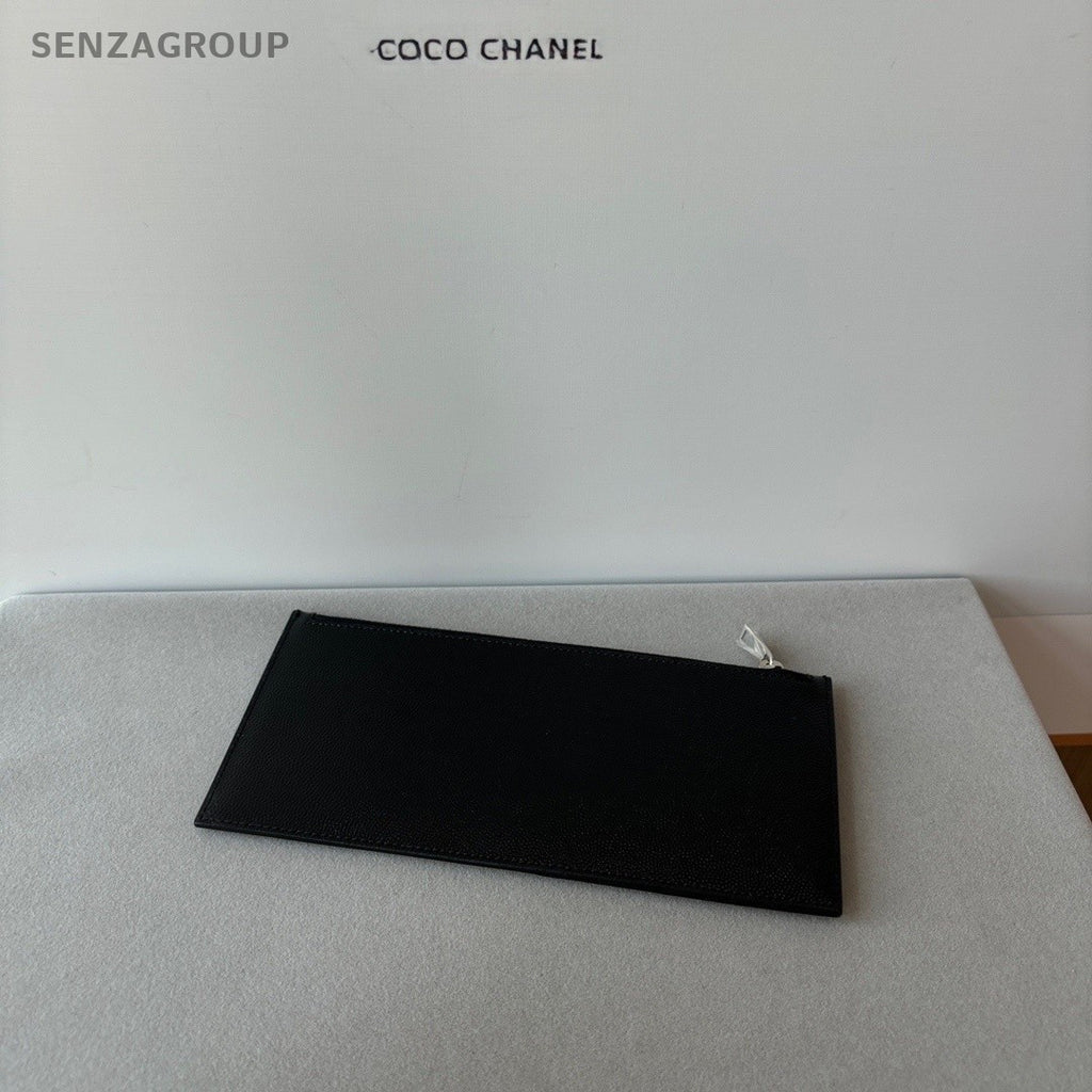 YSL Saint Laurent Leather Long Wallet Clutch Women Black Almost Brand new