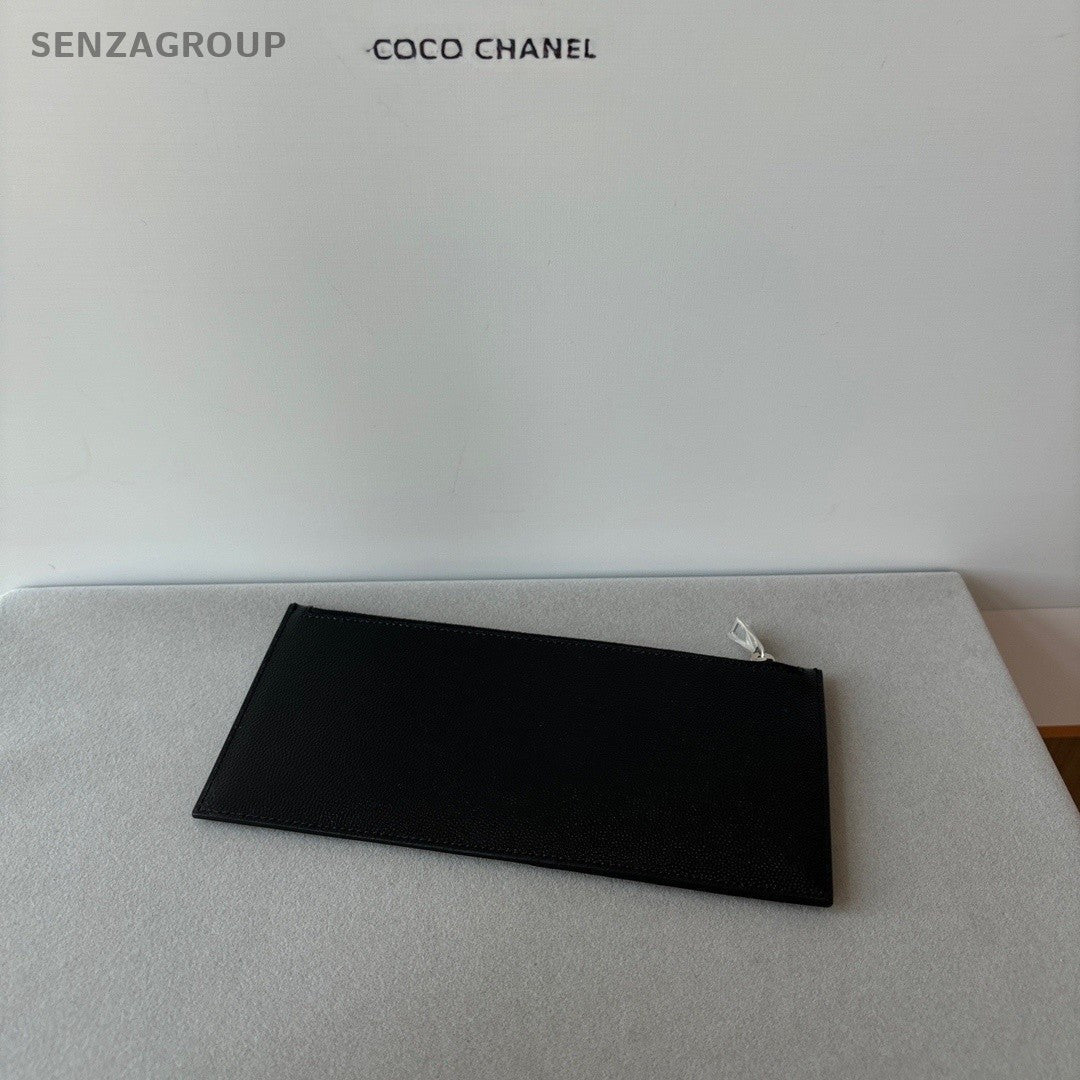 YSL Saint Laurent Leather Long Wallet Clutch Women Black Almost Brand new