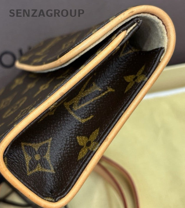 Louis Vuitton Monogram Long Wallet Crossbody Brown Orange Used Women Classic