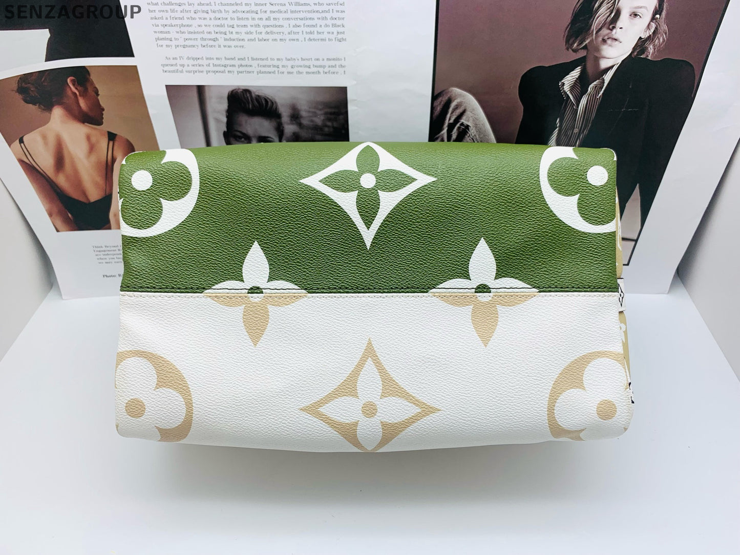 Louis Vuitton Speedy 30 Monogram Handbag White Green Women's