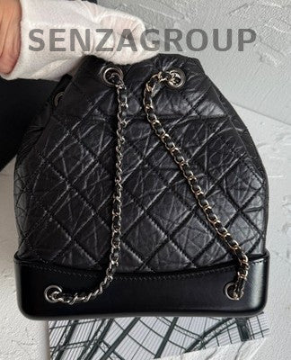 Chanel Quilted Black Silver Gabrielle Backpack Small Women Classic Fashion