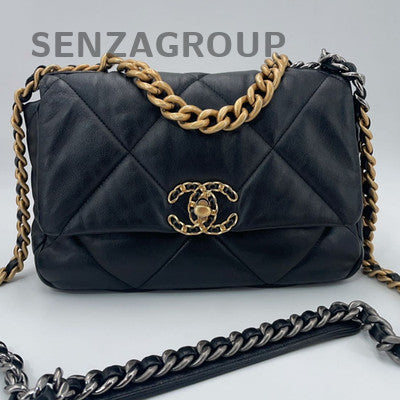 Chanel 19 Bag Black Gold Small Shoulder Bag Chip Version Classic