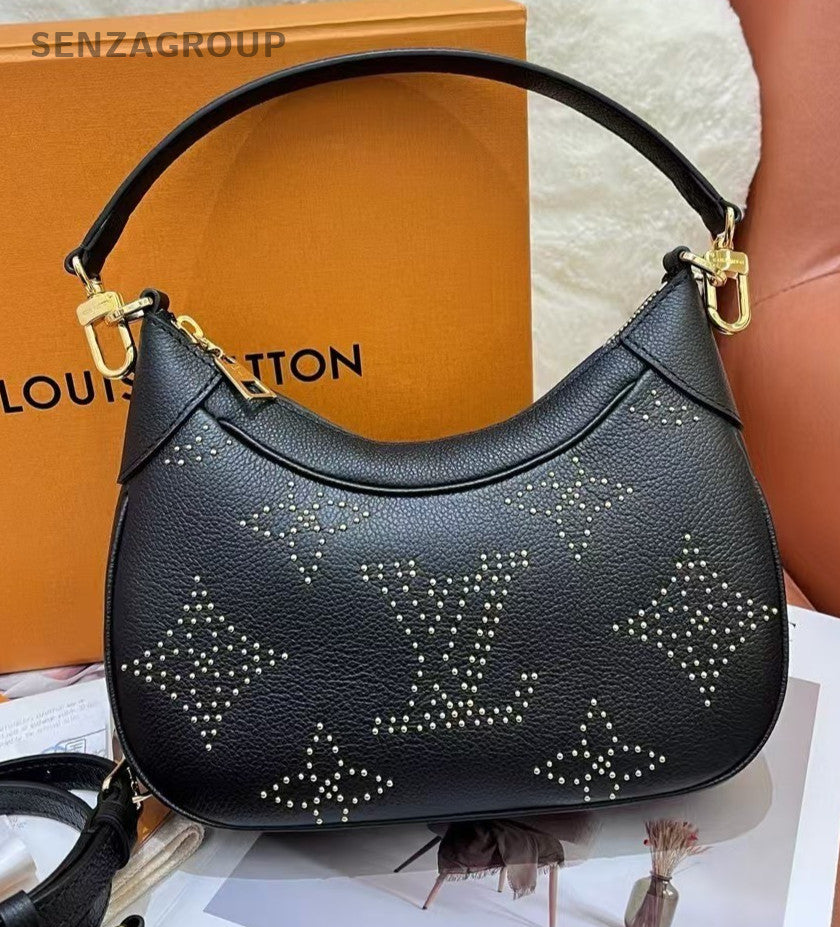 Louis Vuitton STUDS Bagatelle Monogram 2way Shoulder Handbag Women Black