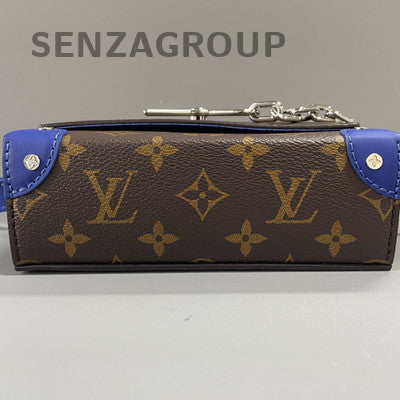 Louis Vuitton Steamer Box Bag Blue Monogram Brown Silver Shoulder Bag