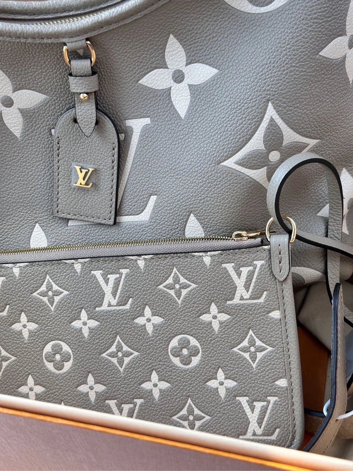 Louis Vuitton Elephant Gray Carryall Small Tote Bag For Women