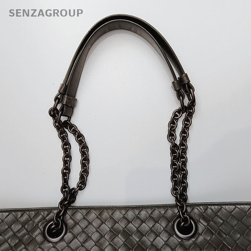 Bottega Veneta Tote Chain Shoulder Bag Gray Black Hardware Women Classic