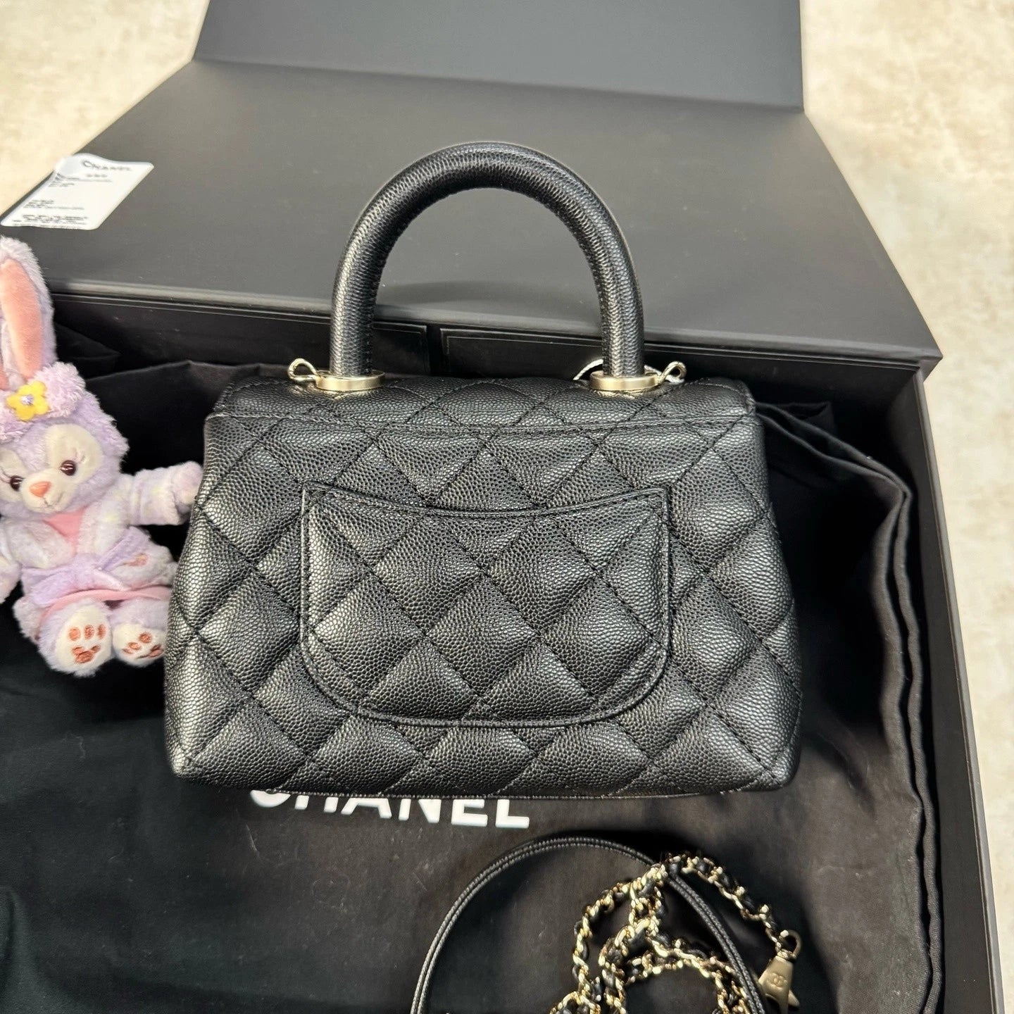 New CHANEL Coco Handle Mini Black Leather Top Handle Bag For Women
