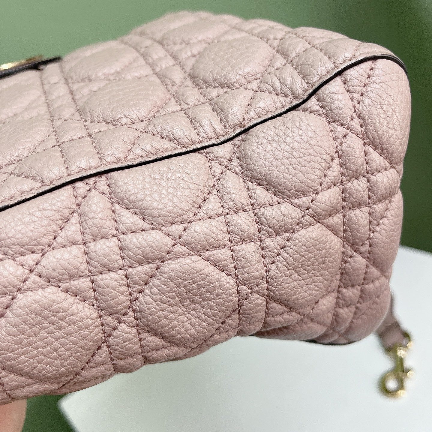 Christian Dior Lady Dior Cannage Top Handle Crossbody Pink Gold Women Classic