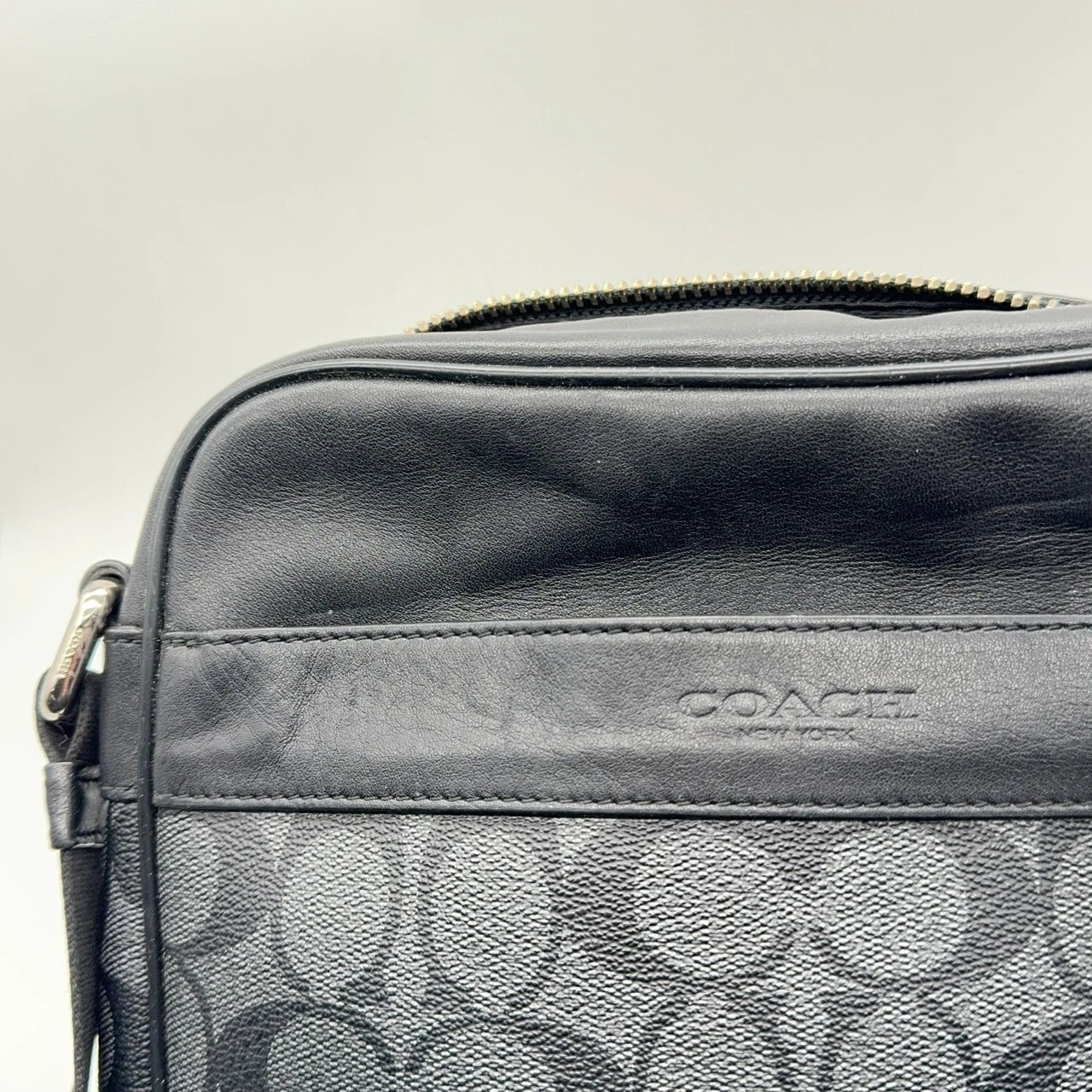 Coach Black Grey Monogram Canvas Shoulder Crossbody Bag For Women