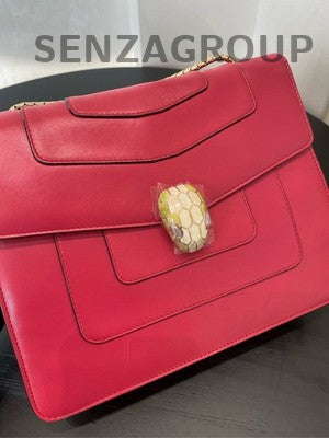 Bulgari Serpenti Forever Medium Pink Chain Shoulder Bag Gold Clasp
