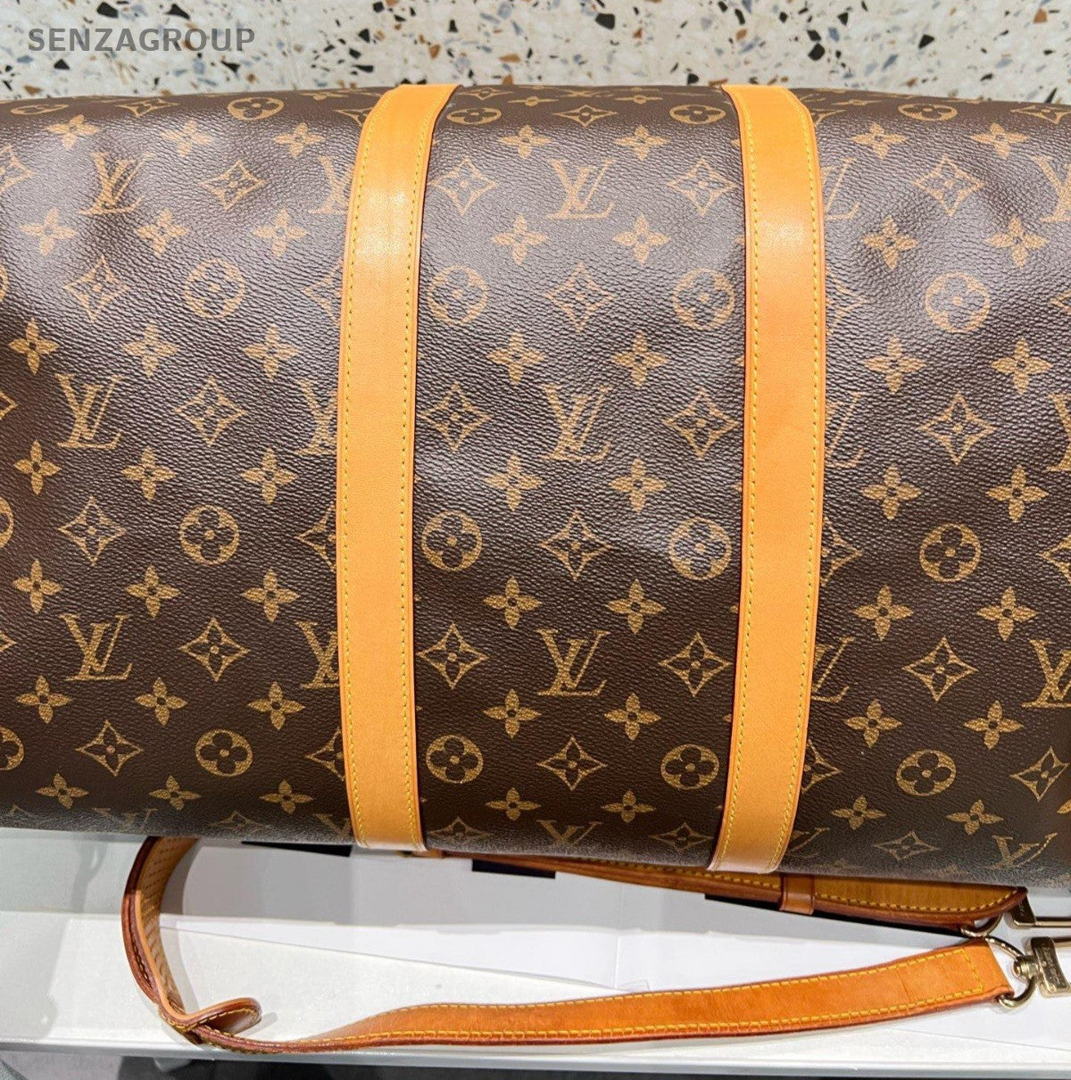 Louis Vuitton Keepall Monogram Macassar Top Handle Bag Crossbody Unisex Adults