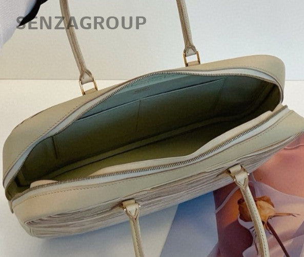 Hermes Plume Beige Top Handle Bag Used Women Classic Designer