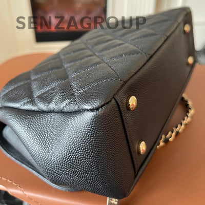 Chanel Quilted Calfskin Chain Shoulder Crossbody Bag Black Gold