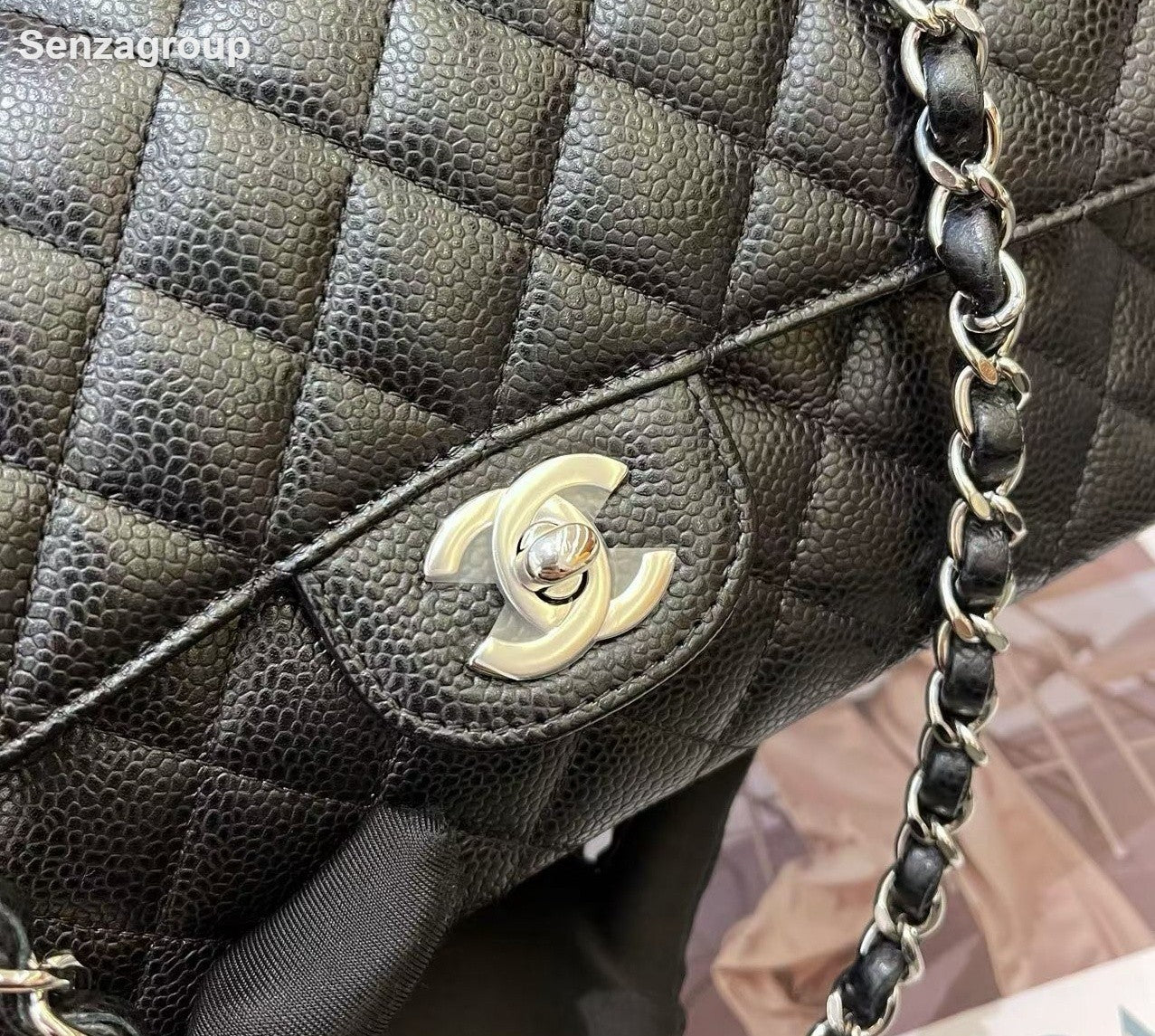 Chanel Classic Flap Chain MM Shoulder Bag Crossbody Black Silver Women Fashion