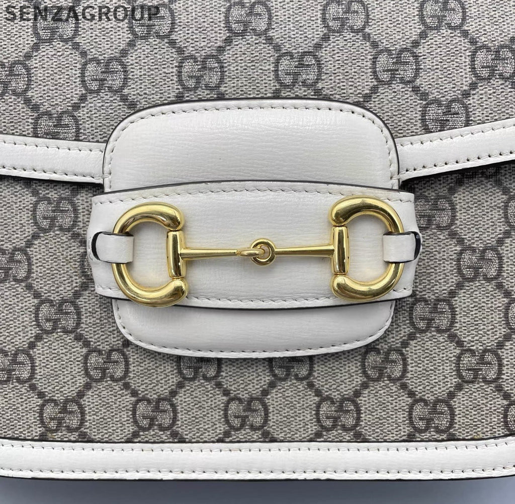 Gucci 1955 Horsebit Medium Shoulder Bag White GG Supreme