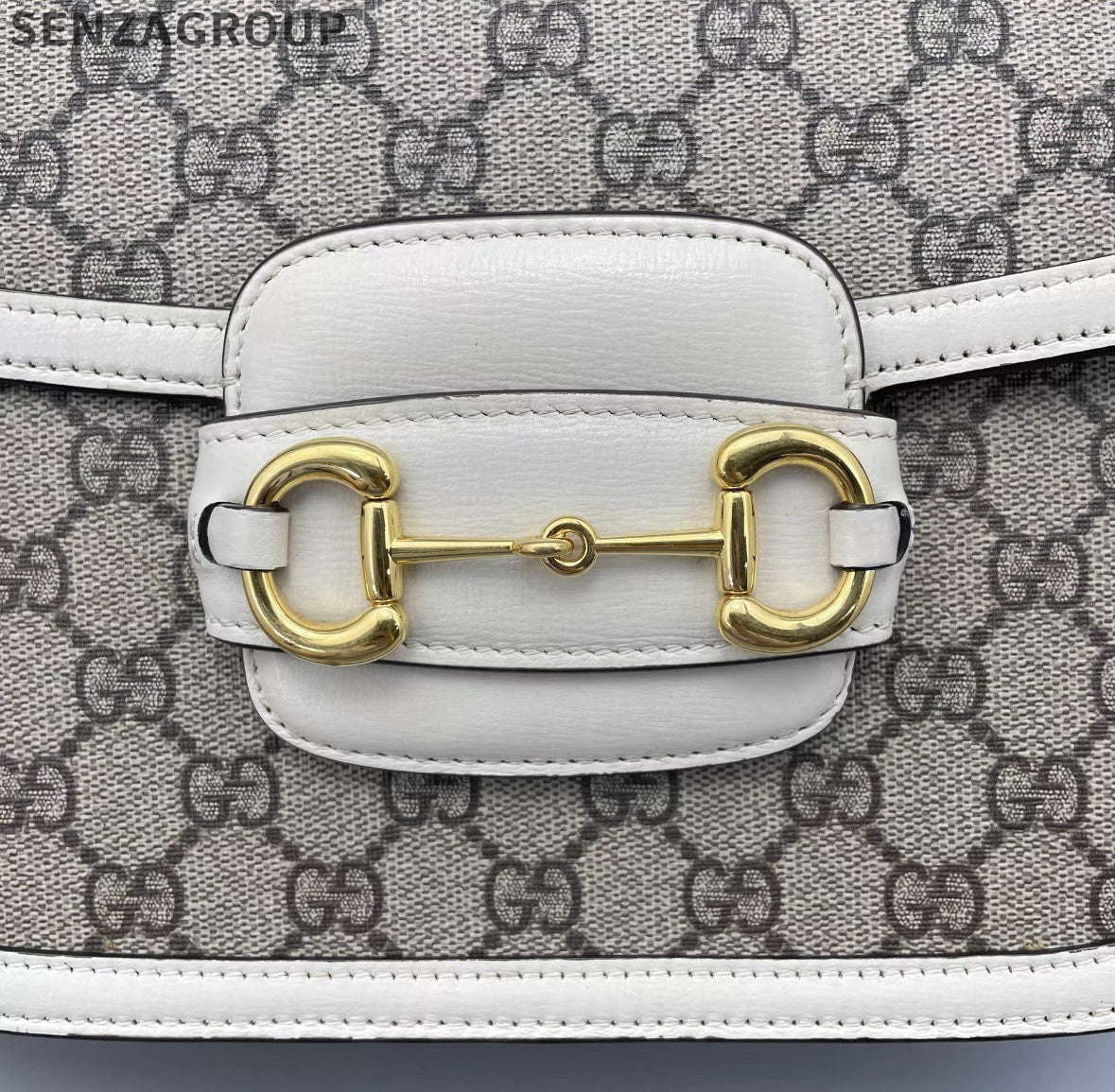 Gucci 1955 Horsebit Medium Shoulder Bag White GG Supreme