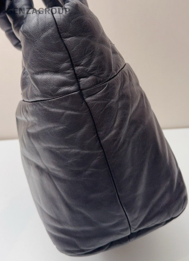Chanel Lambskin Leather Tote Bag Top Handle Bag Blue Used Women Classic Designer