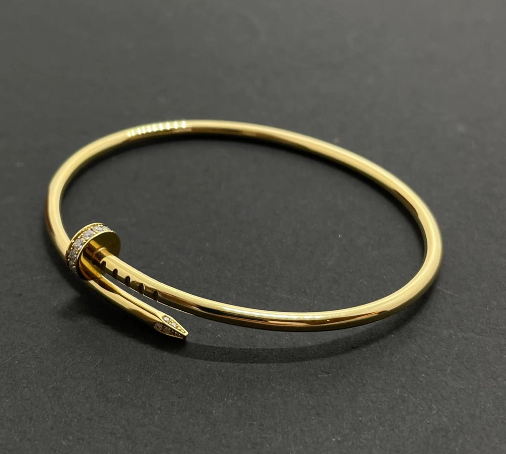 Cartier Juste Un Clou 18k Yellow Gold Small Diamond Bangle Bracelet Size16