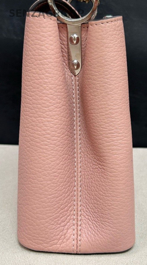 Louis Vuitton Capucines BB Top Handle Bag Crossbody Pink Silver Used Women