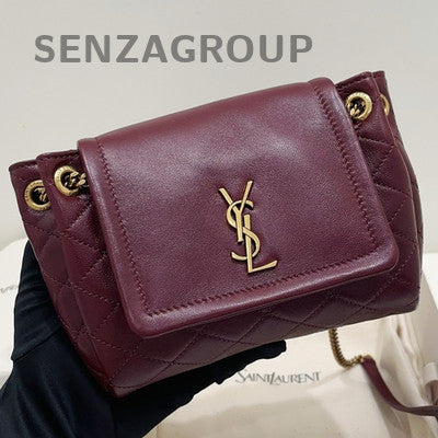 YSL Saint Laurent Nolita Mini Red Lambskin Chain Crossbody Bag Gold Hardware