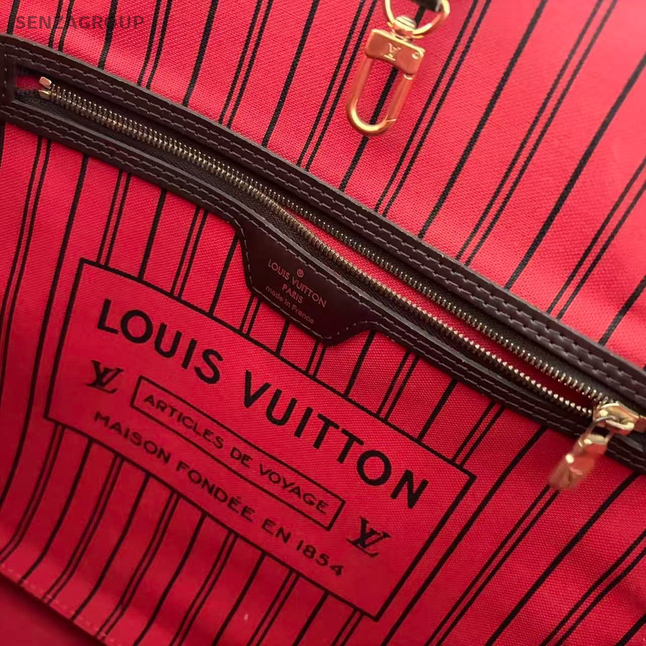 Louis Vuitton Neverfull MM Damier Ebene Shoulder Bag Brown Red  Women Classic