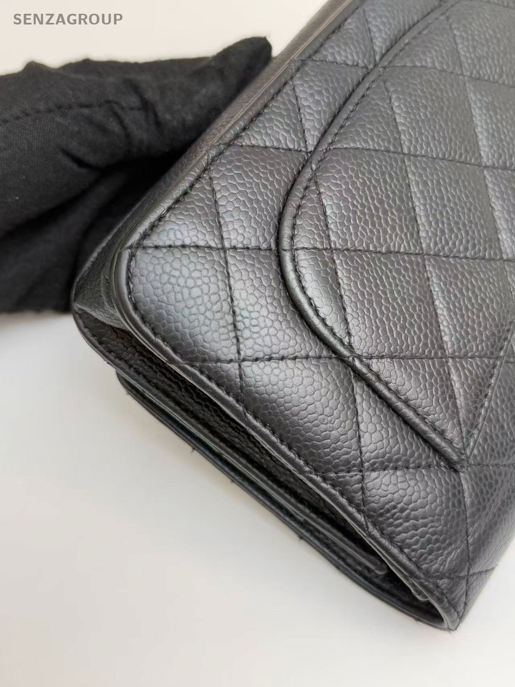 CHANEL Woc Diamond Pattern Calfskin Chain Shoulder bag Black Gold Women Classic